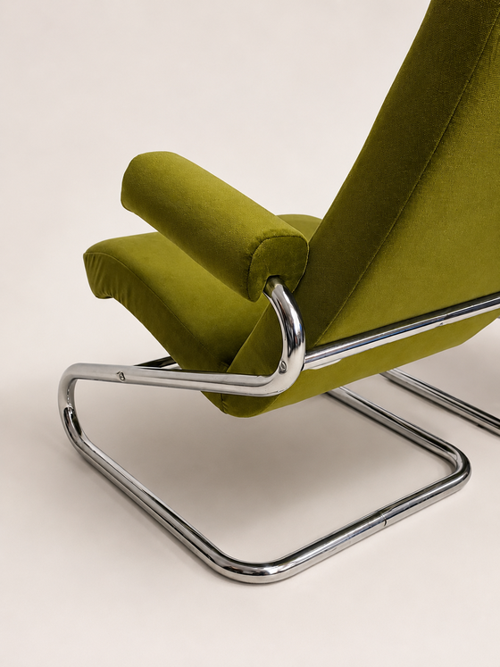 Vintage chromen buisframe fauteuils – Stoelen / fauteuils, Velvet, Mid Century Modern (photo 3 of 4)