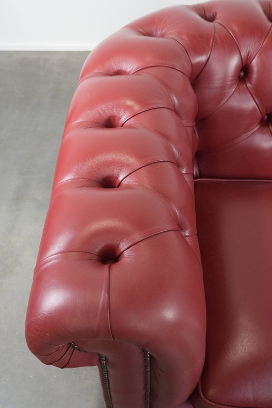 Image 1 of Set consisting of English cowhide Chesterfield 2.5 seater sofa and armchair