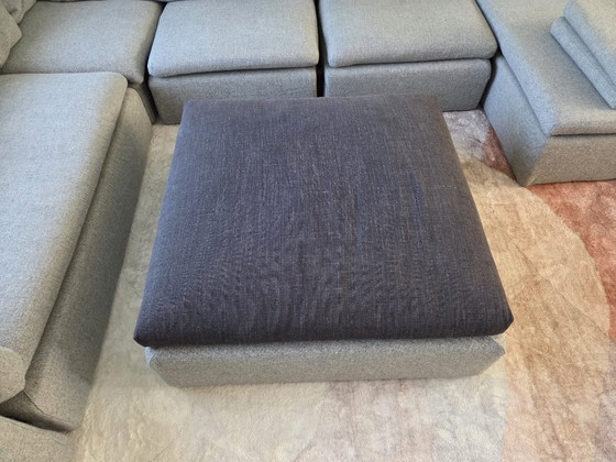 Large modular corner sofa with pouf light grey – Modular sofas, Textile (photo 5 of 5)