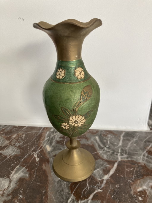 Small Cloisonné vase – vazen, Brass