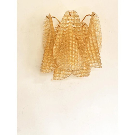 Image 1 of Sculptural Gold “Granigli” “Rondini” Murano Glass Wall Lamps in Modern Style