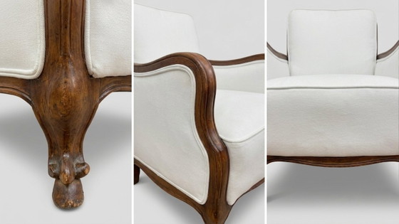 Classic Italian Armchairs with White Upholstery, 1920s, Set of 2 – Wood (photo 3 of 3)