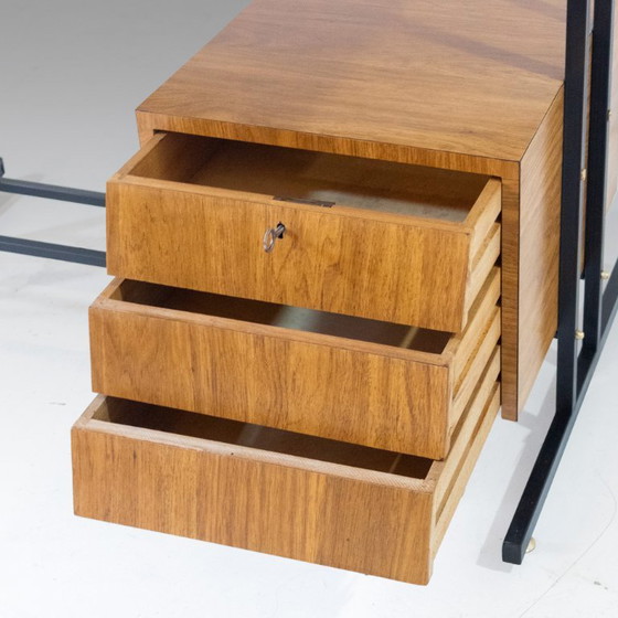 Image 1 of 1x Schrijftafel in mid-century modern stijl, messing en metaal, Italië jaren 1960