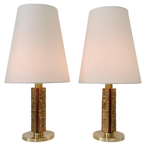 Gold Table Lamps by Luci Italia, 1970