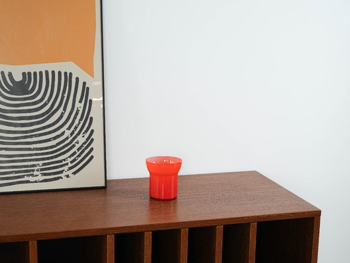 Red glass vase, Danish design, 1970s, made in Denmark