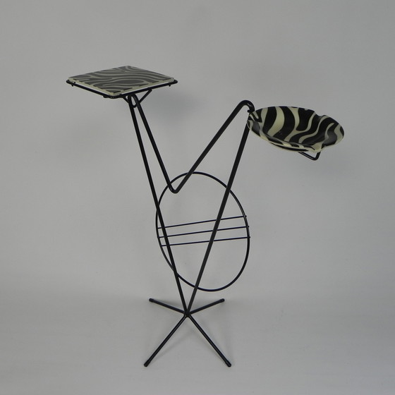 Image 1 of Fifties side table with newspaper rack and COGEBI ORNAMIN parts