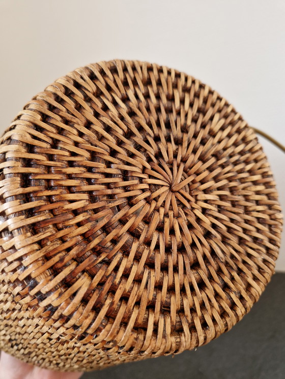 Image 1 of Vintage Wicker Boho Chic Table Lamp With