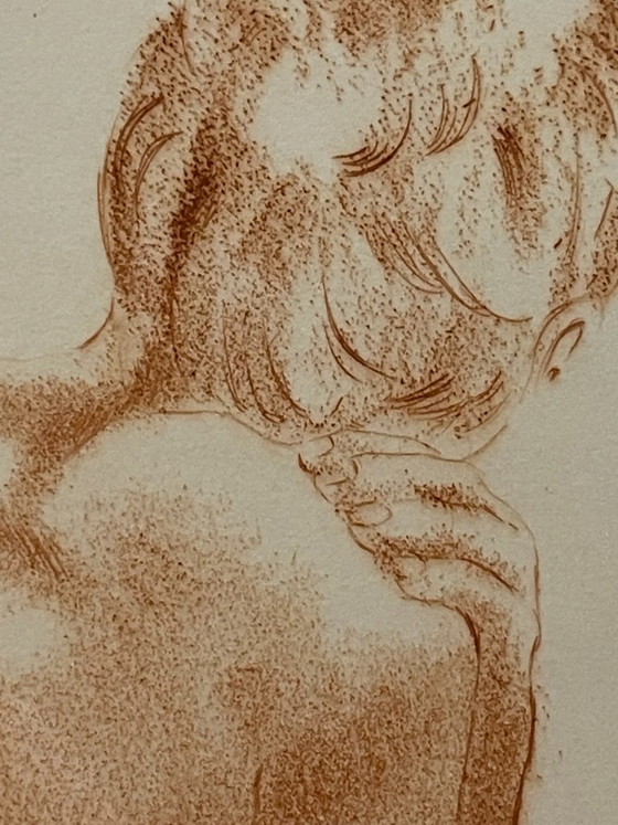 Frédéric LEFORT (Siglo XX) - Desnudo Femenino de Espaldas, Grabado a la Manera de Sanguina (Tirada 4/250) (photo 3 of 11)