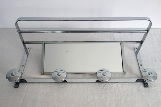 Garderobenständer, Hutablage, Art-Deco-Spiegel – kapstokken, Chrome (photo 2 of 9)