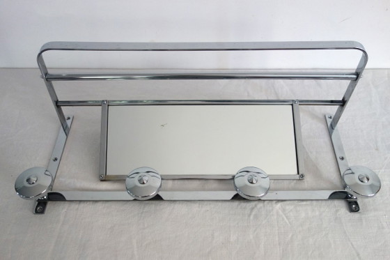 Garderobenständer, Hutablage, Art-Deco-Spiegel – Kleiderständer, Chrome (photo 2 of 9)