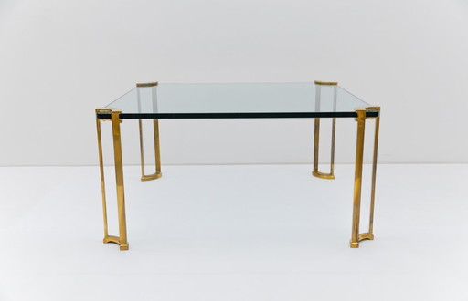 Vintage Brass and Glass Coffee Table attributed to Peter Ghyczy, 1970s