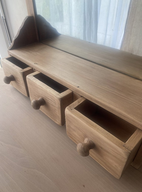 Image 1 of Estantería de pared antigua con espejo y 3 cajones - estilo tocador