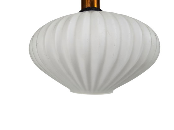 Image 1 of Vintage UFO lamp - opaline - copper - Scandinavian - 1970s