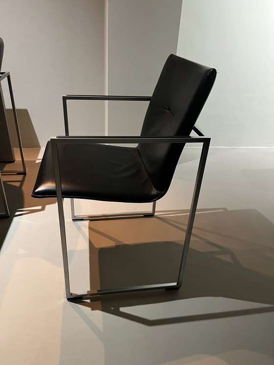 Image 1 of Arco 6 sedie da pranzo in pelle nera