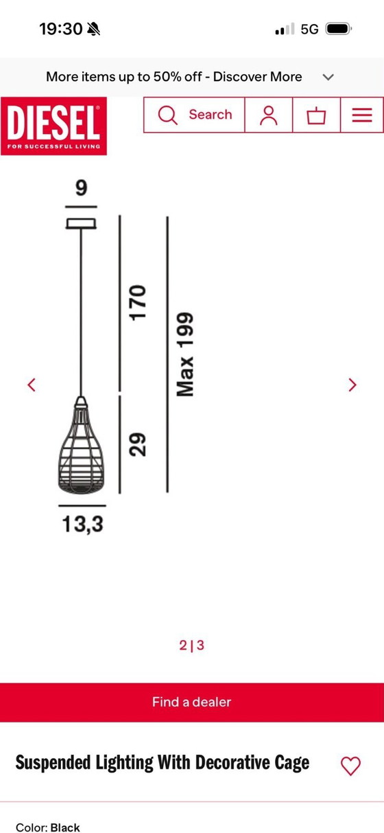 Image 1 of Lámpara con micrófono de jaula Diesel x Foscarini