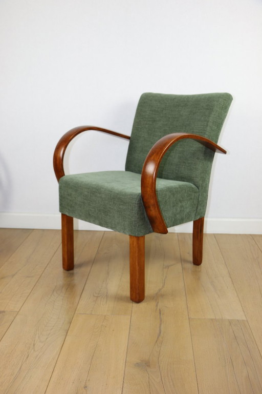 Bent vintage Art Deco loftfauteuil olijfgroen