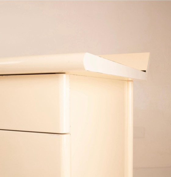 Paolo Piva Alanda Cassettiere Crema per B&B Italia 1970 – Wood, polished steel, Postmodern (photo 10 of 19)