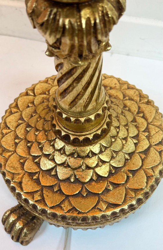 Image 1 of 2x Florentino italiano de madera dorada, lámparas de mesa de mediados de siglo, ¡monumental! ¡Dramáticas!