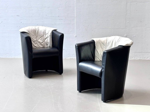 Set van 2 leren cocktailstoelen van Rolf Benz, jaren 80.