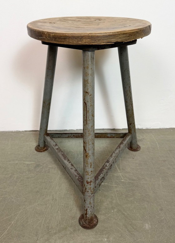 Image 1 of Grey Industrial Workshop Stool, 1960s