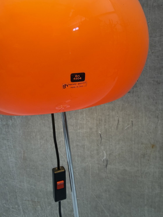 Harvey Guzzini "Lucerna" Floor Lamp, Orange, 1960s – Floor lights, Chrome, Plastic (photo 6 of 7)