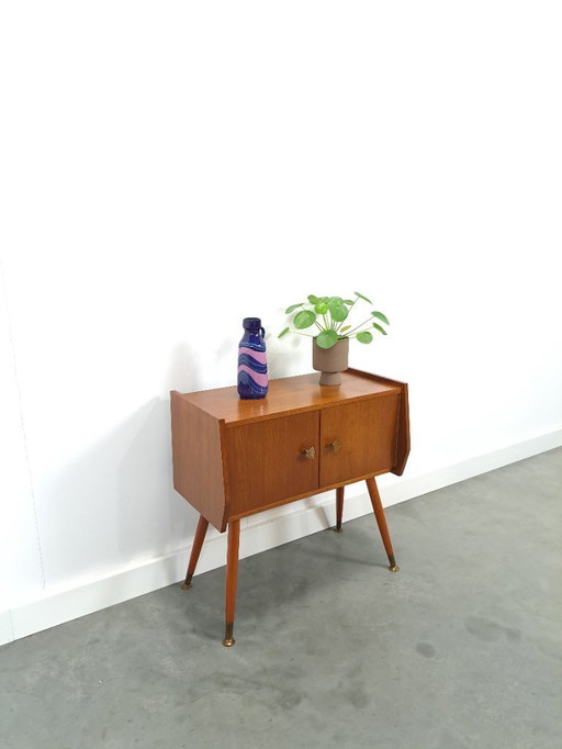 Mid Century Jaren 50 Kastje Met Schuine Houten Poten