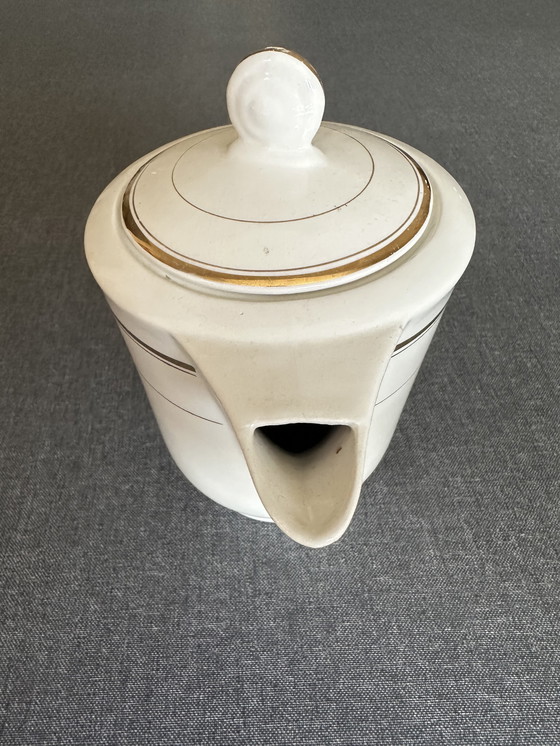 Image 1 of Moulin des Loups Orcerame France Art-Déco Ceramic coffee maker - Gold edging