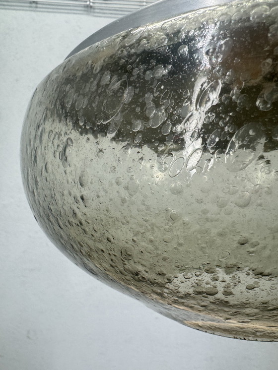 Image 1 of 1970s pendant lamp with aluminum and bubble glass