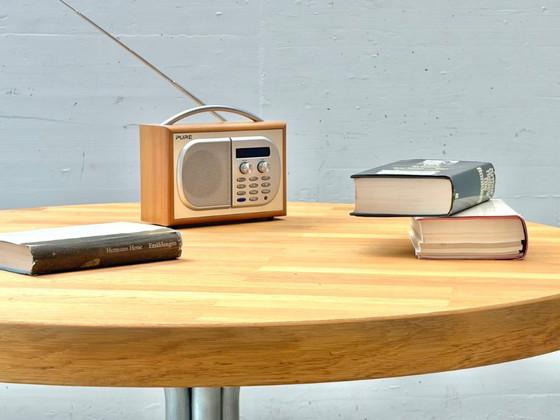 Image 1 of Table de salle à manger ronde en chêne et acier, années 1990