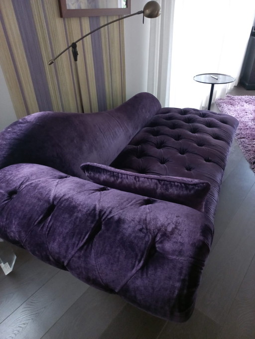 Authentique Chaisse Longue en velours violet, en bon état