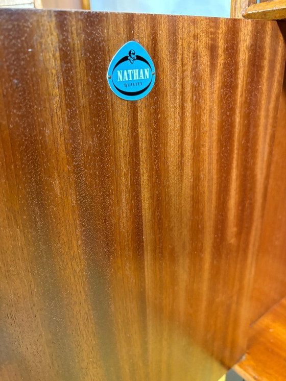 Image 1 of Mid-Century Retro Vintage Teak Sideboard / Bookcase / Display Cabinet by Nathan Furniture 1960s  Sliding Glass Doors • Bureau Fl