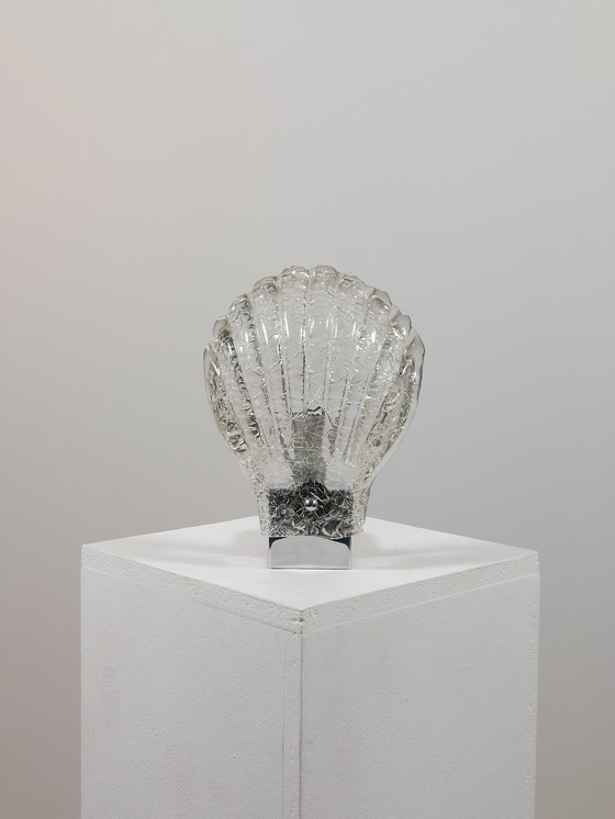 Image 1 of Vintage Murano wandlamp met craquelé glas en chroomafwerking