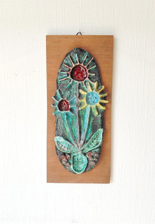 Pannello murale in ceramica vintage, Hugria (anni '60/'70 BAP) – wanddecoratie