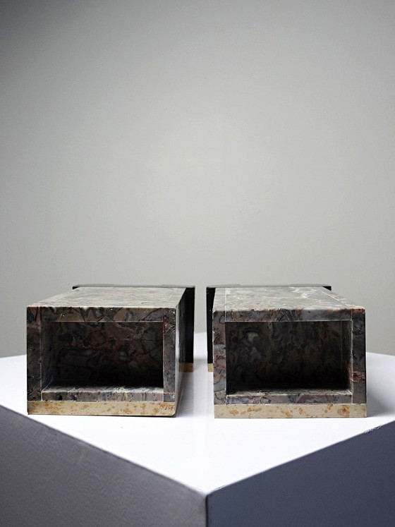 Image 1 of Pair of antique Art Deco marble bookends, fireplace decoration, 1920-1930