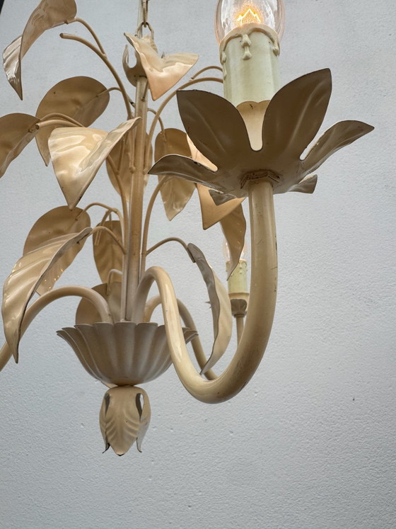 Lampadario stile fiorentino anni '70 con foglie di tabacco – Metallo (photo 9 of 14)
