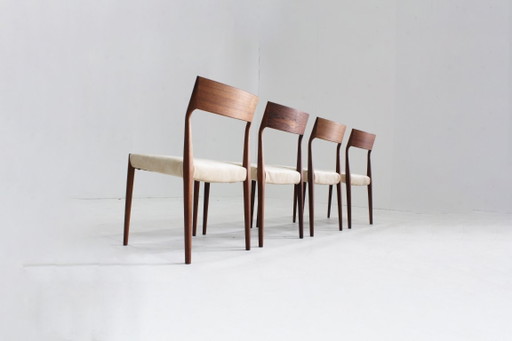 Ensemble de 4 chaises de salle à manger Fristho vintage milieu du siècle