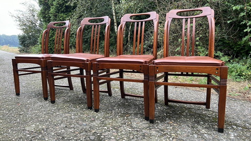 4 Schuitema Jugendstil Eetkamer Stoelen Leder
