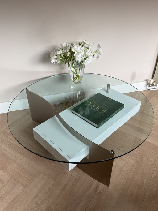 Table basse en verre Caspirini Klee (avec tiroir)
