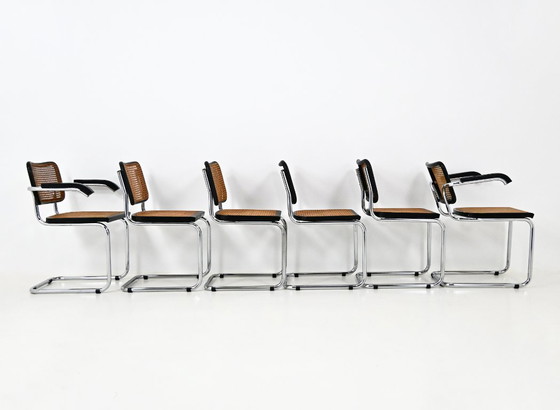 Dining Chairs Style B32 by Marcel Breuer Set of 6 – Metal, Rattan (photo 4 of 10)