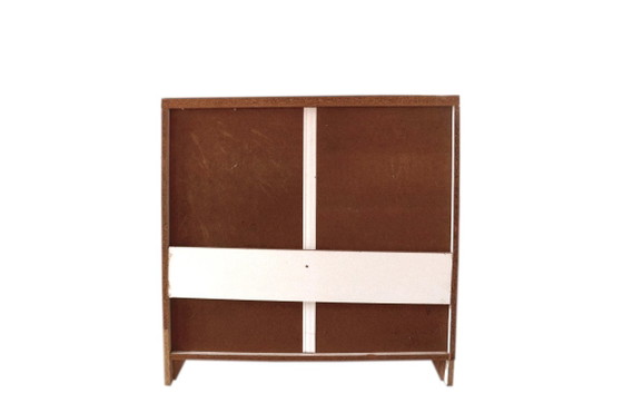 Low Formica Buffet Cabinet, White and Dark Wood, W80xD47xH81cm, Vintage – Sideboard, Metal (photo 8 of 9)