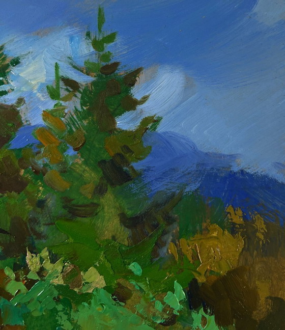 Image 1 of Original Oil Painting Rural Life Landscape Path to the Village