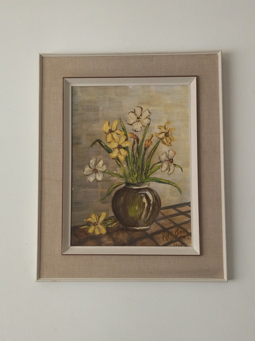 Superb Still Life - Bouquet of Daffodils - Raymond BOVY (1960)
