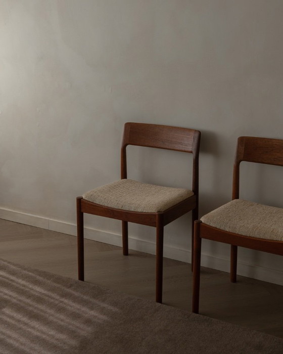 Image 1 of Vintage eetkamerstoelen van Johannes Nørgaard voor Nørgaard Møbelfabrik (set van 6) | Originele wollen bekleding | Jaren 60