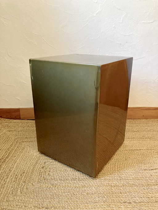 Electro-galvanized metal seat, brass effect. Pharrell Williams / Louis Vuitton fashion show, 2024