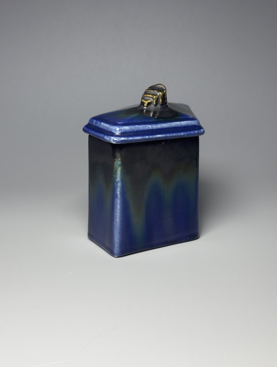 Image 1 of Boîte à couvercle Art Déco – Faïencerie de Thulin, Belgique, v. années 1930