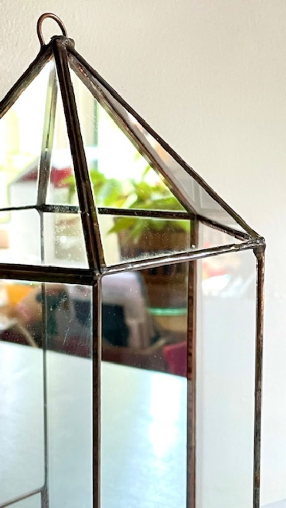 Image 1 of Fioriera vintage in vetro e ottone