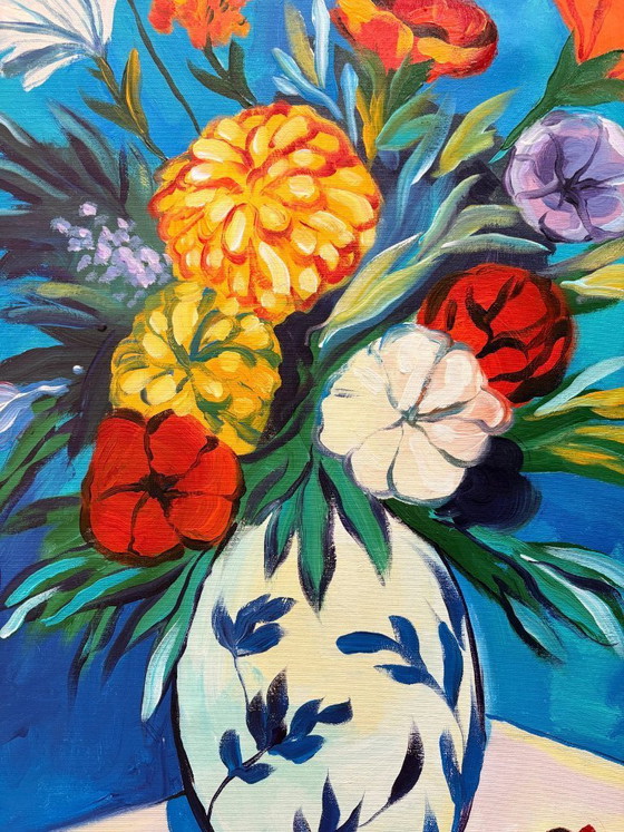 Image 1 of Acrylic painting by the artist E. García "Flores de campo" 100x70 cm