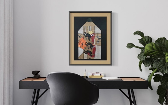 DIRK CELIS - "Pablo 58", mixed media on kraft paper – Paintings & Drawings (photo 2 of 5)