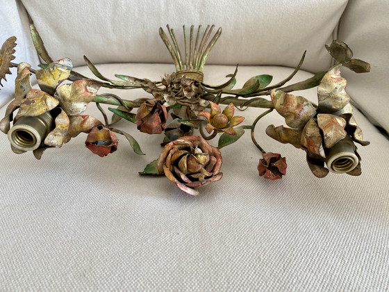 Image 1 of Zweilichtige Wandleuchte Blumen Frankreich Plm. 1925