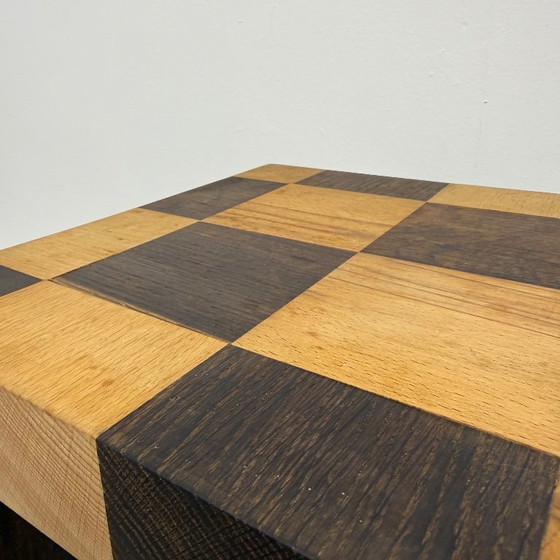 Sgabello in legno con motivo a scacchiera, Sgabelli, Marrone, Modern (foto 13 di 14)